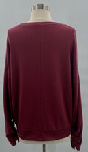 Load image into Gallery viewer, Fabletics Womens oversized Sweatshirt Red Scoop Neck Lace Up Long Sleeve M