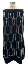 Load image into Gallery viewer, Dressbarn Womens Shift Dress Black Stretch Short Scoop Neck Sequin Petites 12 P