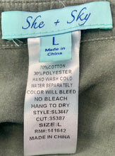Load image into Gallery viewer, She & Sky Army Green Distressed Button Down Side Tie Shirt L