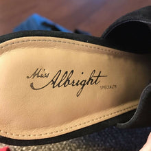 Load image into Gallery viewer, Anthropologie Miss Albright Womens Sandals Black Leather Buckle Wedge Heel 8.5 M