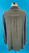 Load image into Gallery viewer, She & Sky Army Green Distressed Button Down Side Tie Shirt L