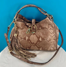 Load image into Gallery viewer, G.I.L I Large Snakeskin Patte Leather Bag Purse Cross Body Excellent Cond GILI