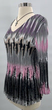Load image into Gallery viewer, Lou Nardi Womens Tunic Top Multicolor Black Pink Ombre Long Sleeve V Neck L/S
