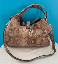 Load image into Gallery viewer, G.I.L I Large Snakeskin Patte Leather Bag Purse Cross Body Excellent Cond GILI