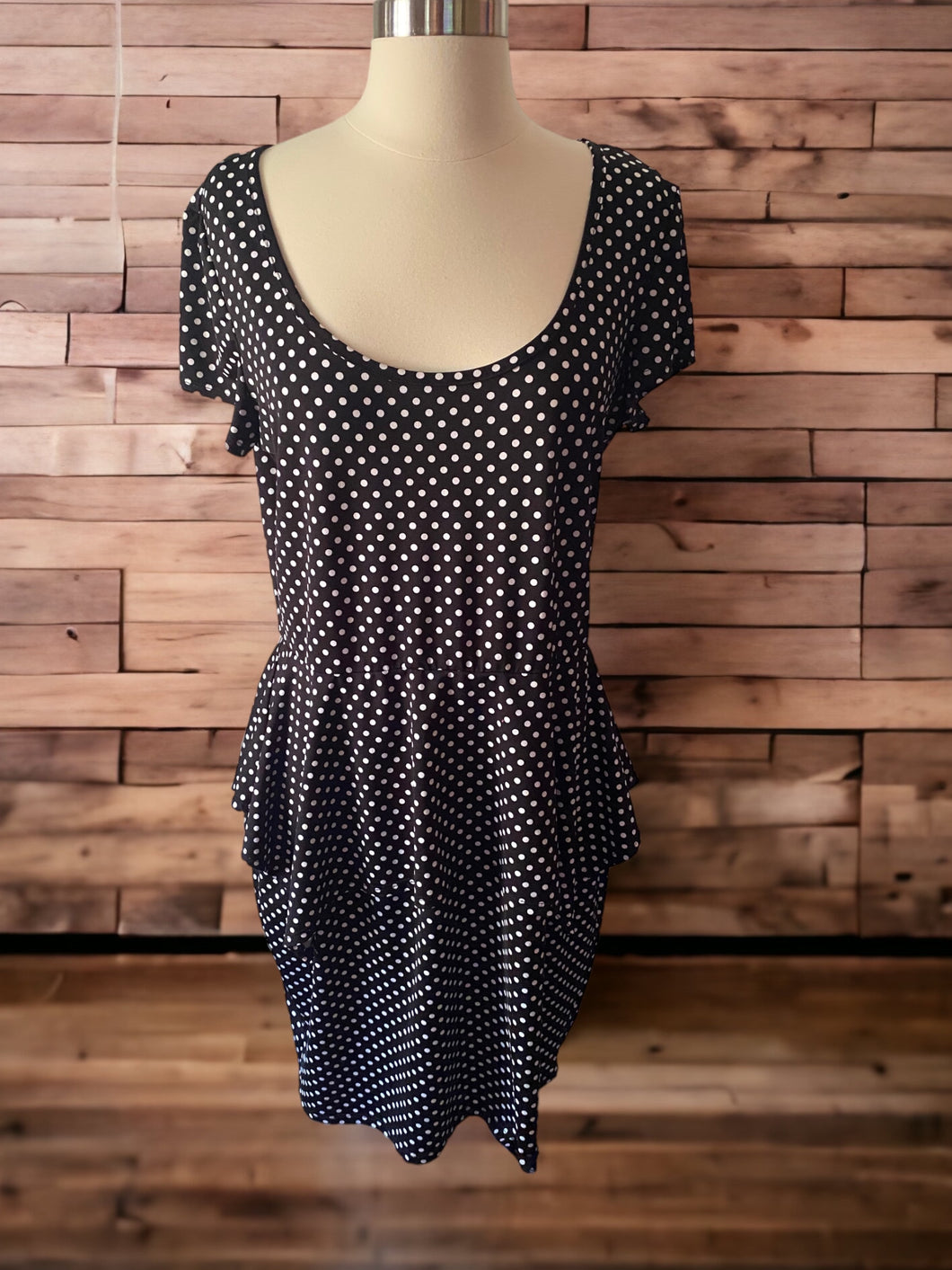 J.B.S. LTD. Black White Polkadot Dress Size 14