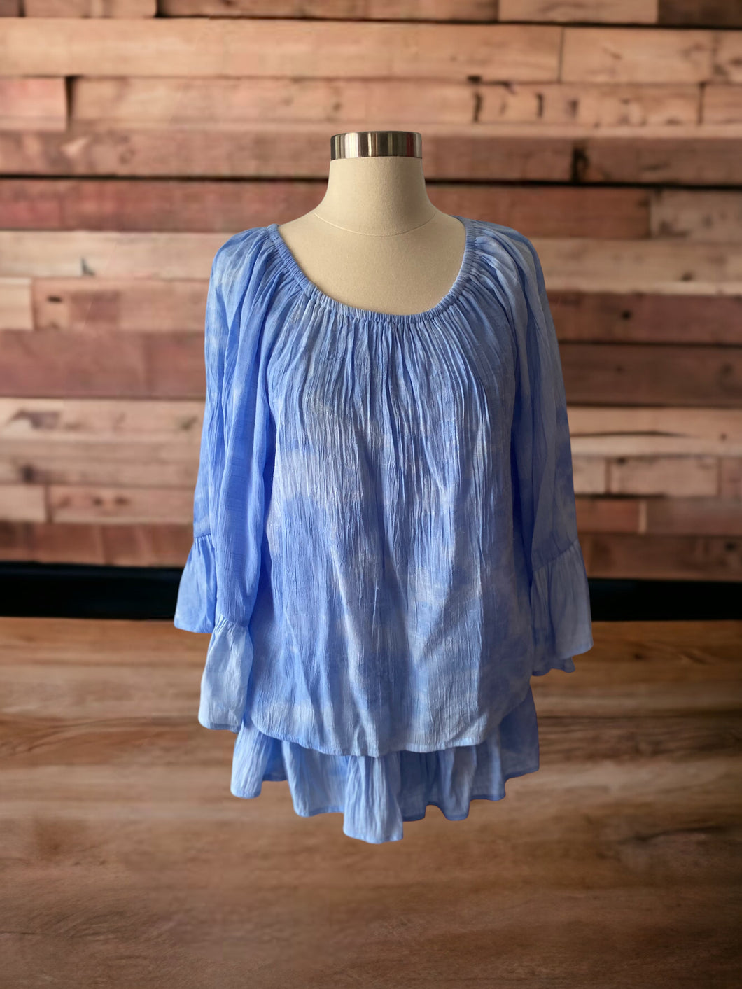 New Directions Tie Dye BlueBlouse Size L