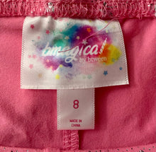 Load image into Gallery viewer, Girls bmagical Pink Silver Star Leggings Size 8
