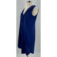 Load image into Gallery viewer, Kayce Hughes  Women&#39;s Blue Textured Stripe Sleeveless Shirt Dress Ruffles size 0
