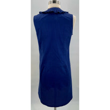 Load image into Gallery viewer, Kayce Hughes  Women&#39;s Blue Textured Stripe Sleeveless Shirt Dress Ruffles size 0
