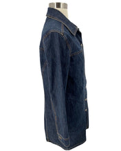 Load image into Gallery viewer, CHICOS Dark Wash Denim Long Sleeve Dress Size 1 button front

