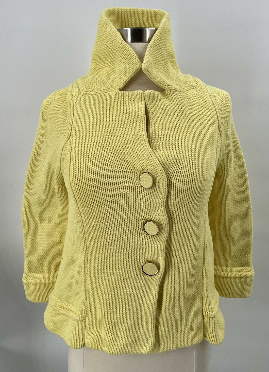 BANANA REPUBLIC Cardigan Sweater Jacket Yellow Buttons  Size XS Excellent