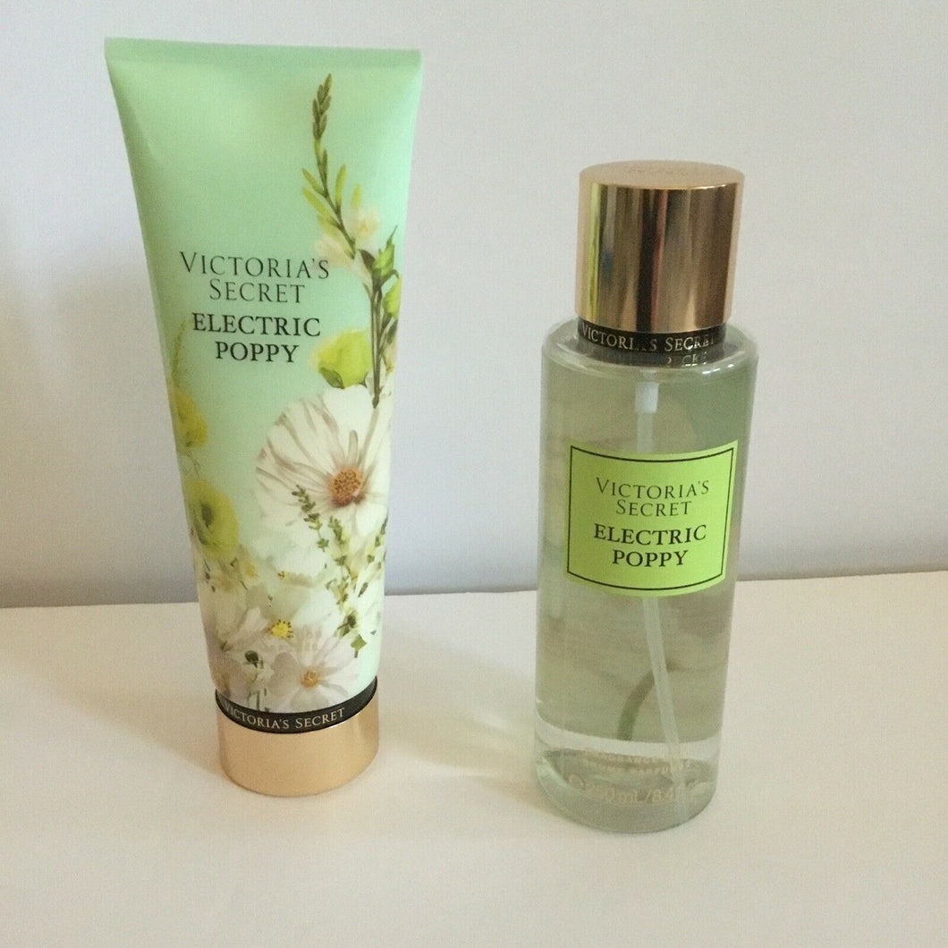 Victoria's Secret Gift Set Electric Poppy Fragrance Mist and Lotion Full Size