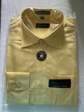Load image into Gallery viewer, Men's Amanti Classic Dress Shirt Convertible Cuff Solid Yellow 14.5 32/33 New
