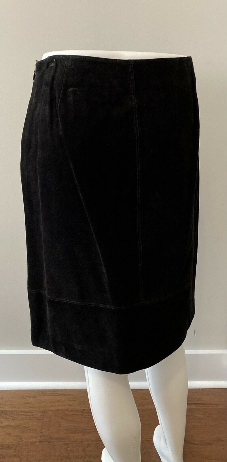 Valerie Stevens Black Suede Genuine Leather Fully Lined Midi Skirt Size 10