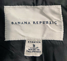 Load image into Gallery viewer, Banana Republic solid black stretch suit blazer striped Sleeve lining size 8
