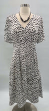 Load image into Gallery viewer, Fab&#39;rik Womens June A Line Dress White Black Geometric V Neck Short Sleeve S
