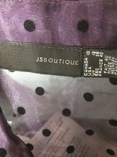 Load image into Gallery viewer, JS Boutique Blouse Top Sheer Purple Polkadot
