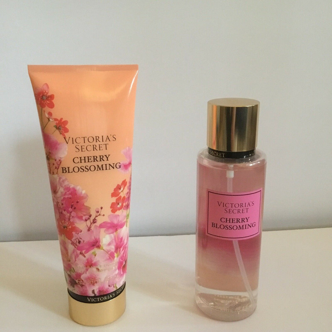 Victoria's Secret Gift Set Cherry Blossoming Fragrance Mist and Lotion Full Size