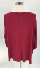 Load image into Gallery viewer, The Impeccable Pig Womens Blouse Burgandy Short Sleeve V Neck Stretch L
