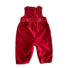 Load image into Gallery viewer, Girls Gymboree red velvet  jumper Overalls Snap Button Legs  6-12 months
