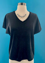 Load image into Gallery viewer, NWT Ann Taylor Loft Women’s Black Studded Velvet V-neck Top Blouse XS P
