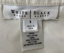 Load image into Gallery viewer, White House Black Market Full Skirt Taupe Gray Floral Sequined Lined Size 8
