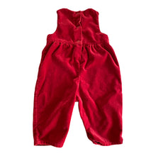 Load image into Gallery viewer, Girls Gymboree red velvet  jumper Overalls Snap Button Legs  6-12 months
