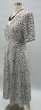 Load image into Gallery viewer, Fab&#39;rik Womens June A Line Dress White Black Geometric V Neck Short Sleeve S
