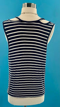 Load image into Gallery viewer, Blush Cold Shoulder Sleeveless Black White Striped Top Size L
