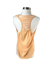 Load image into Gallery viewer, Naked Zebra Womens Tank Top Yellow Sleeveless Scoop Neck Racerback Cutout L
