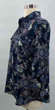 Load image into Gallery viewer, LOFT Womens Button Front Shirt Blue Floral Long Sleeve Roll Tab M

