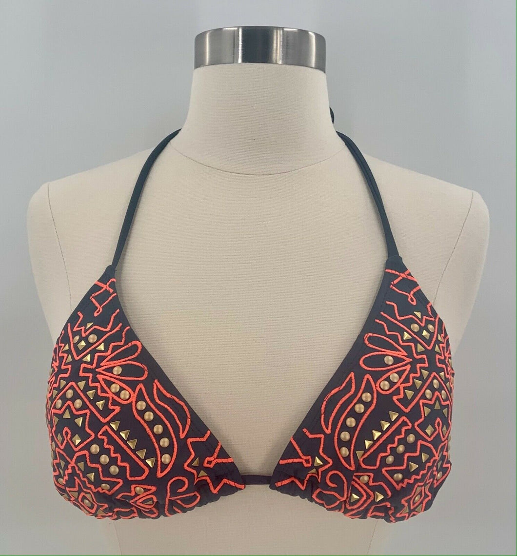 Xhilaration Gray Halter Triangle Studded String Bikini Swim Bathing Suit  Large