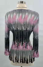 Load image into Gallery viewer, Lou Nardi Womens Tunic Top Multicolor Black Pink Ombre Long Sleeve V Neck L/S
