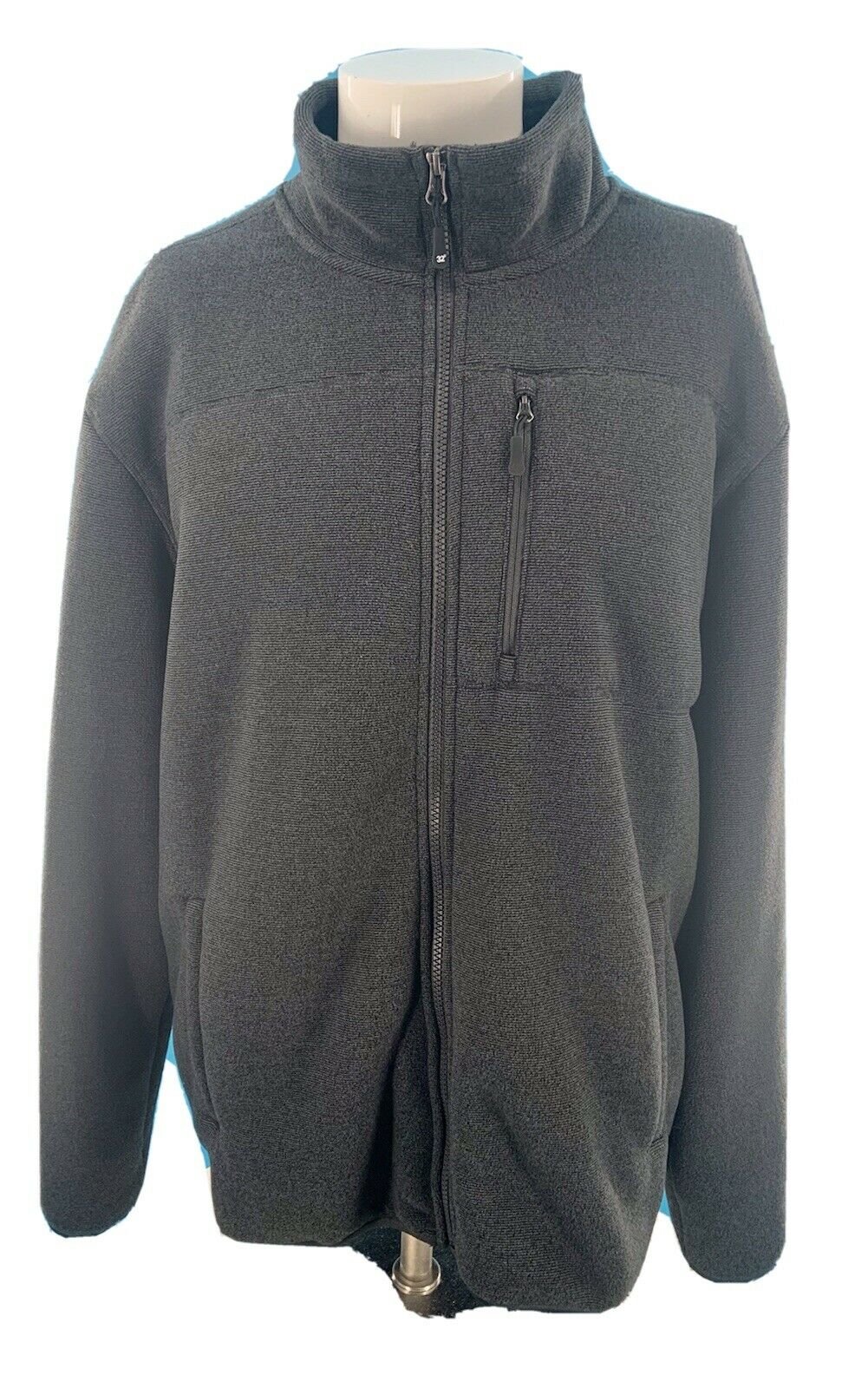 32 Degree Heat Sherpa Lined and Trimmed Heather Gray Fleece Zip Jacket - XL