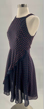 Load image into Gallery viewer, Anthropologie Eva Franco Ruffled Clipdot Dress Fit &amp; Flare Navy/Red Size 4
