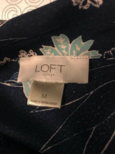 Load image into Gallery viewer, LOFT Womens Button Front Shirt Blue Floral Long Sleeve Roll Tab M
