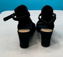 Load image into Gallery viewer, Anthropologie Miss Albright Womens Sandals Black Leather Buckle Wedge Heel 8.5 M
