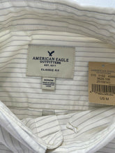Load image into Gallery viewer, American Eagle Button Down Core Flex Striped Classic Fit  Dress Shirt Medium New

