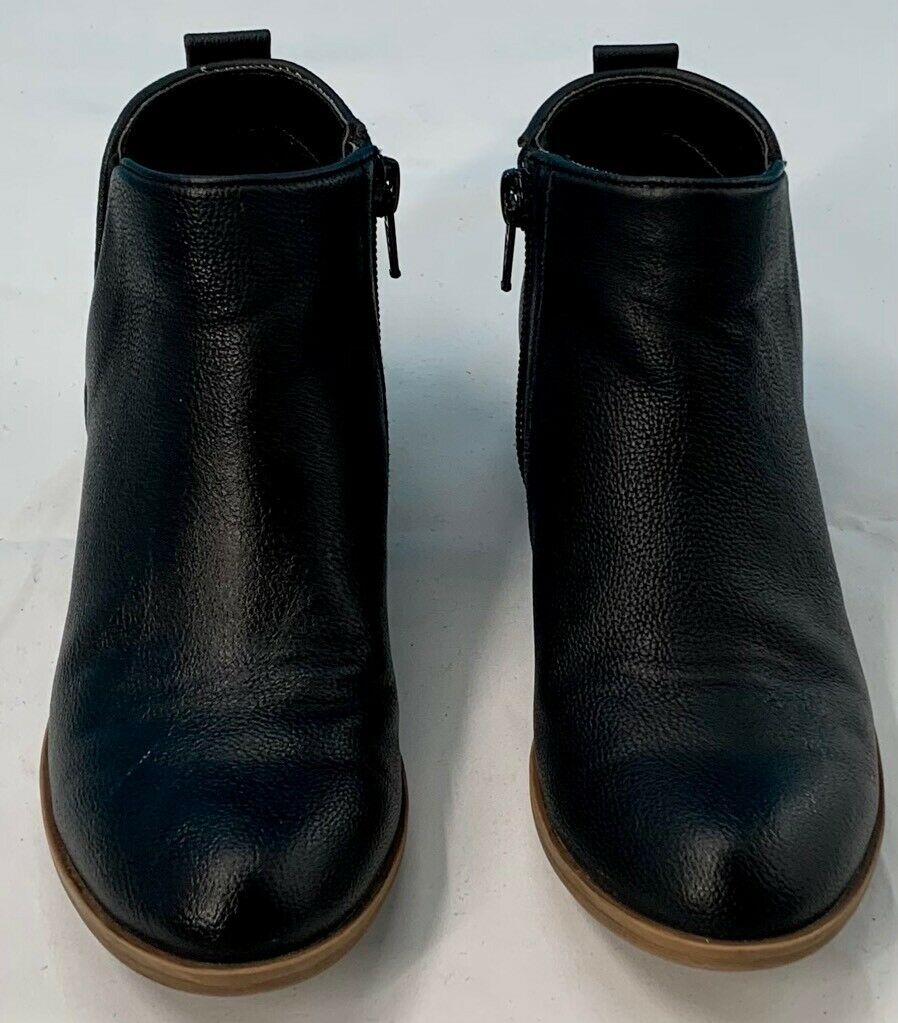 Treasure & Bond Girls Ankle Booties Black Brown Cuban Heel Round Toe Zip Up 1 M