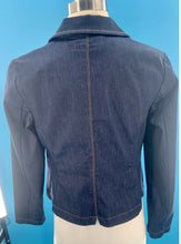 Load image into Gallery viewer, Chico’s Platinum Jean Jacket Size 2 Dark Denim Stretch
