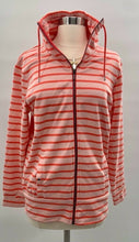 Load image into Gallery viewer, Helly Hansen Womens Jacket Orange Pink Stripe Full Zip Up High Neck Pockets S
