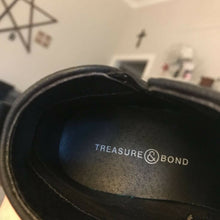 Load image into Gallery viewer, Treasure &amp; Bond Girls Ankle Booties Black Brown Cuban Heel Round Toe Zip Up 1 M
