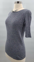 Load image into Gallery viewer, Ann Taylor Womens Pullover Sweater Gray Melange Short Sleeve Boat Neck Cotton M
