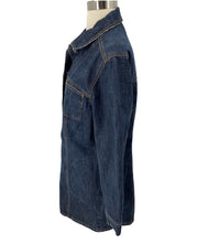 Load image into Gallery viewer, CHICOS Dark Wash Denim Long Sleeve Dress Size 1 button front
