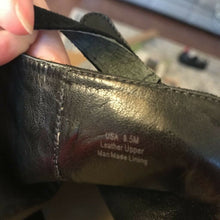 Load image into Gallery viewer, Anthropologie Miss Albright Womens Sandals Black Leather Buckle Wedge Heel 8.5 M
