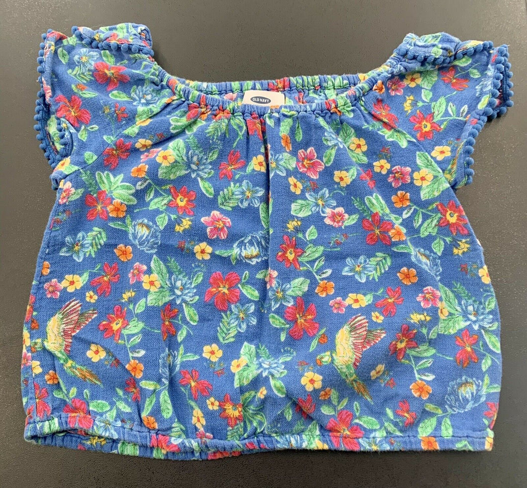 Girls Old Navy Floral Top Size 8 Flowers Birds