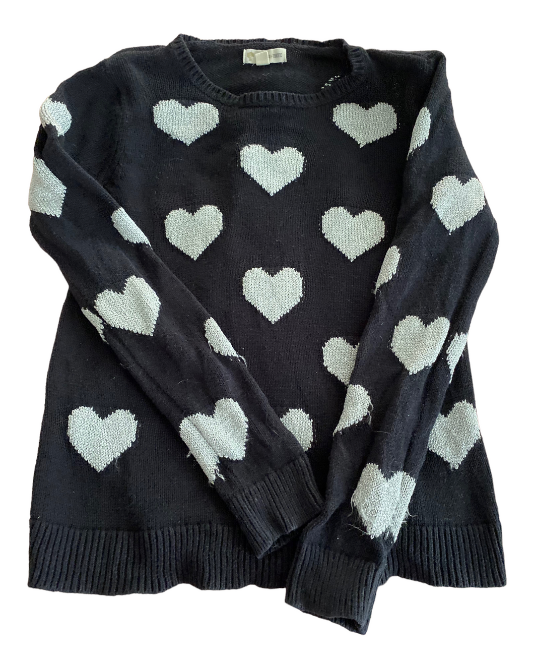 Girls Tucker + Tate Blue Sweater Silver Hearts Size 7