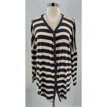 Load image into Gallery viewer, Kori America Women&#39;s Button Up Cardigan Striped Gray Cream Small

