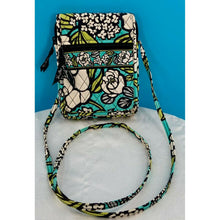 Load image into Gallery viewer, Vera Bradley Island Blooms Mini Hipster Crossbody Lime Aqua Black
