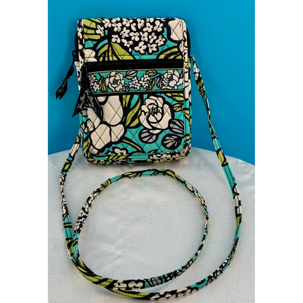 Vera Bradley Island Blooms Mini Hipster Crossbody Lime Aqua Black